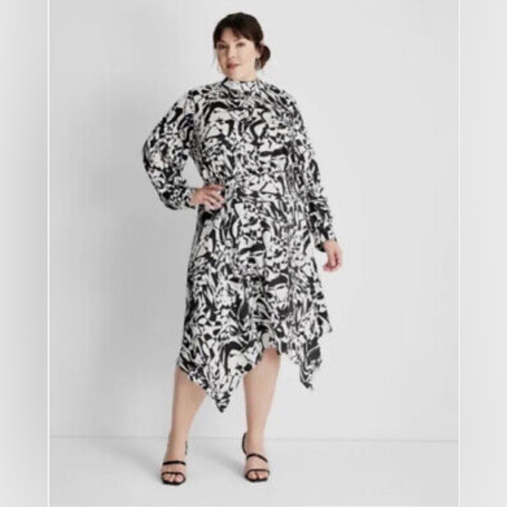 NWT Future Collective Long Sleeve Mock Neck A-Line Dress Size 2X